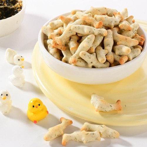 Halal Certificated Fish shape Crispy with Sea Sedge & Cod Baby Biscuit Snacks