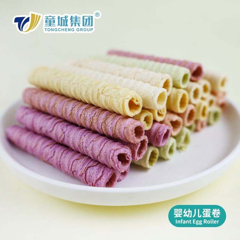 Hot selling OEM Ingredient Baby Cookies Egg Rolls Biscuit Health Snack with Indivial Packing 6+Months
